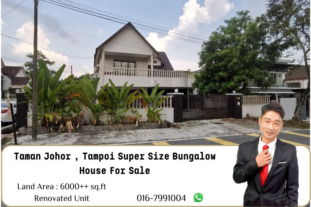 Tmn Johor,Tampoi 2stry Bungalow(Corner)Renovated House For Sale