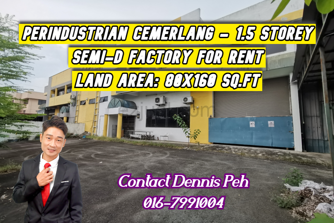 Perindustrian Cemerlang 1.5stry Semi-D Factory For Rent