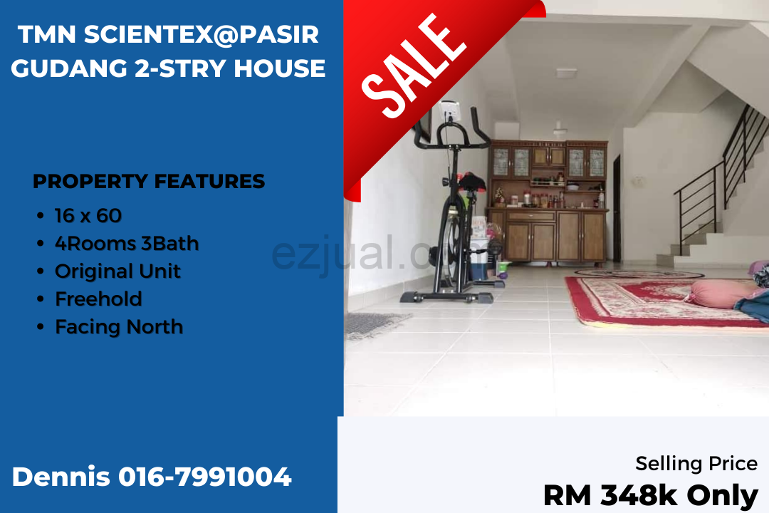 Tmn Scientex@Pasir Gudang 2-stry House For Sale(RM348k Only)