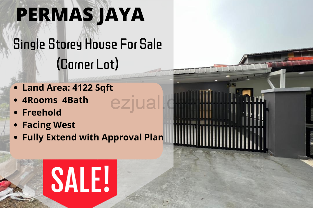 Permas Jaya 1-stry Renovated House For Sale (Corner Lot)