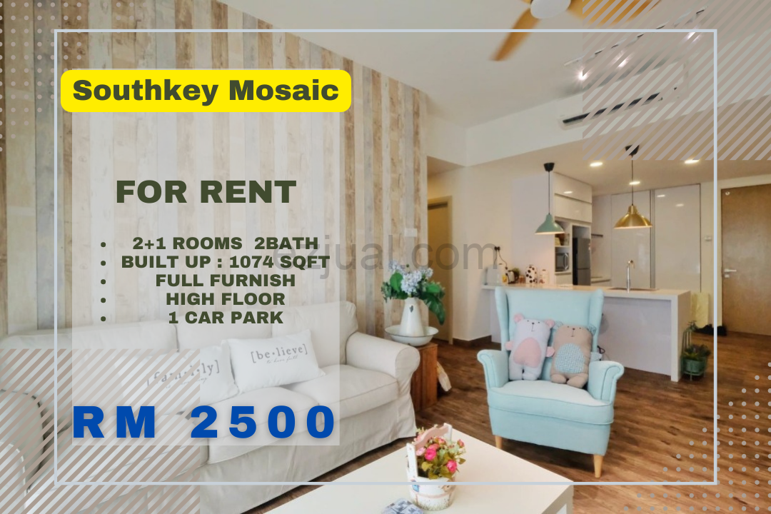 Southkey Mosaic 2+1room Full Furnish For Rent (High Floor)