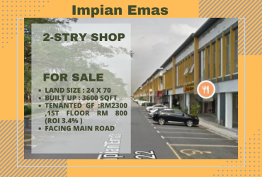 Impian Emas 22 2-stry Shop For Sale (Tenanted with ROI 3.4% )