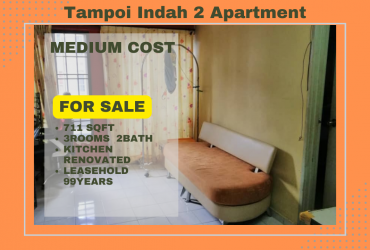 Tampoi Indah 2 Apartment 3rooms Renovated House For Sale (Medium Cost)