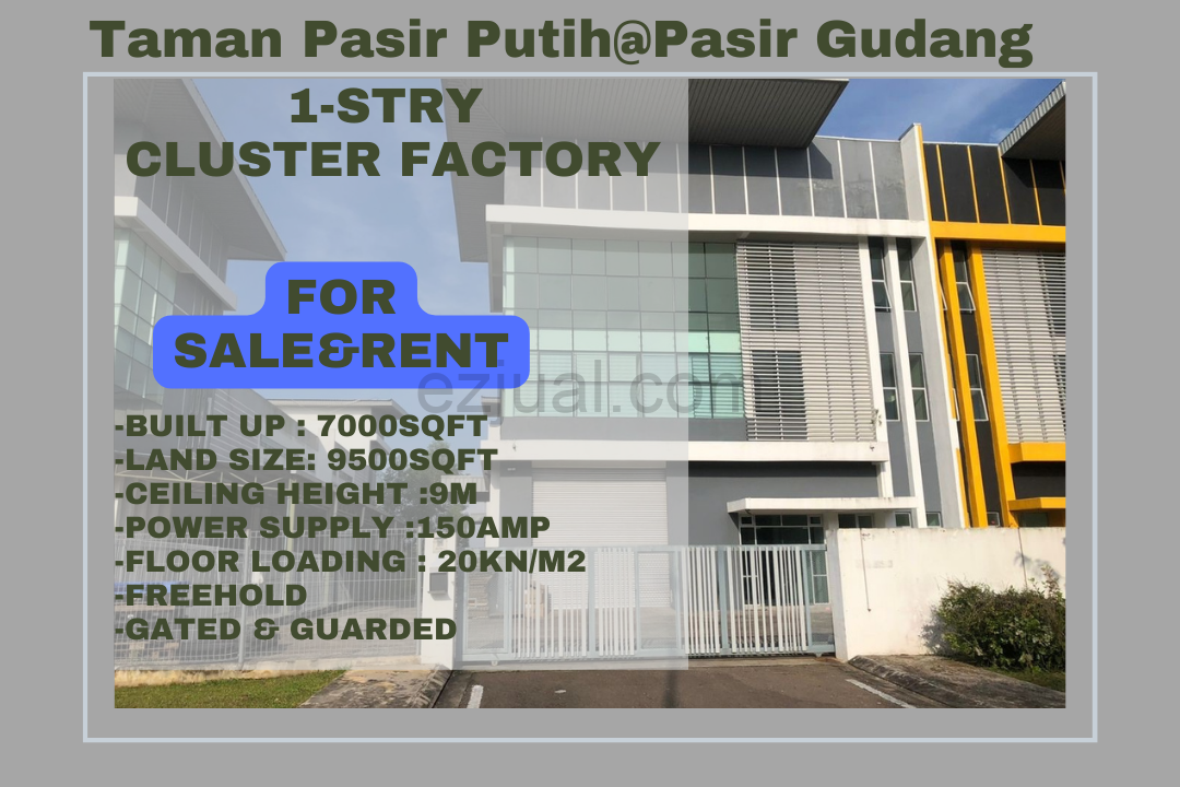 Tmn Pasir Putih@Pasir Gudang 1-stry Cluster Factory For Sale