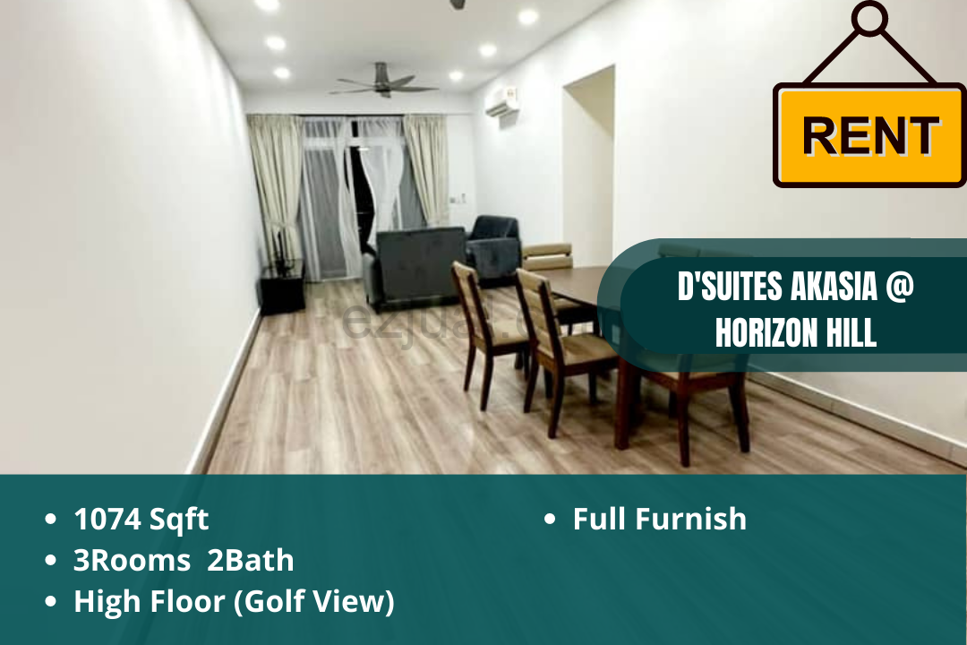 D'Suites Akasia@Horizon Hill 3rooms Full Furnish For Rent(High Floor with Golf View)
