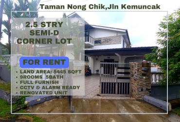 Tmn Nong Chik,Jln Kemuncak 2.5stry Semi-D Reno House For Rent(Corner Lot)