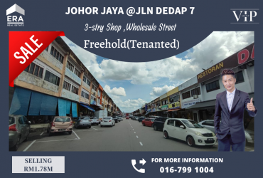 Johor Jaya,Jln Dedap 7 3-stry Shop For Sale (Tenanted )