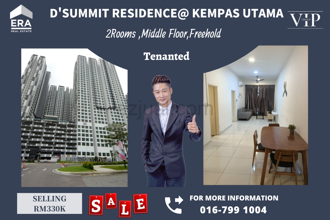D'Summit Residence Kempas Utama 2rooms Full Furnish For Sale (Tenanted)
