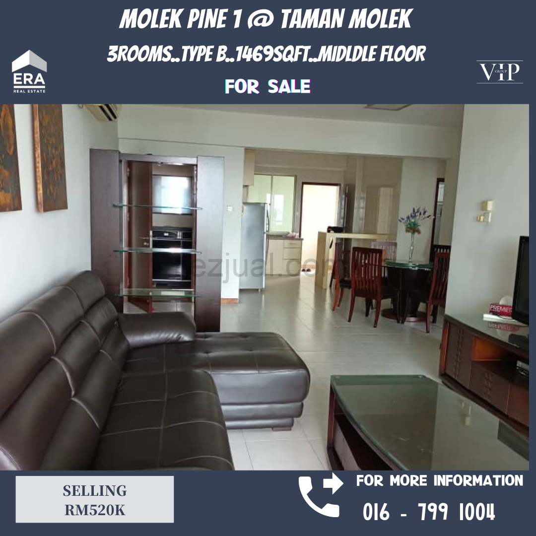 Molek Pine 1.3rooms Middle Room Full Furnish For Sale (Middle Floor)