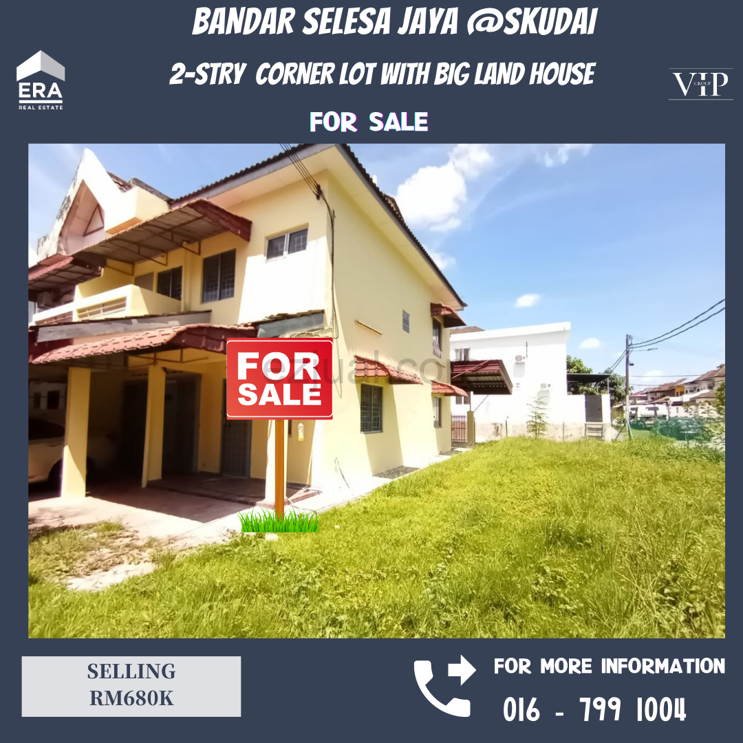 Bandar Selesa Jaya,Skudai 2stry House For Sale (Corner with Big Land)