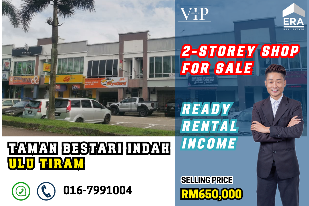 Taman Bestari Indah, Ulu Tiram.Shop For Sale @ Facing Main Road , Ready Rental Income
