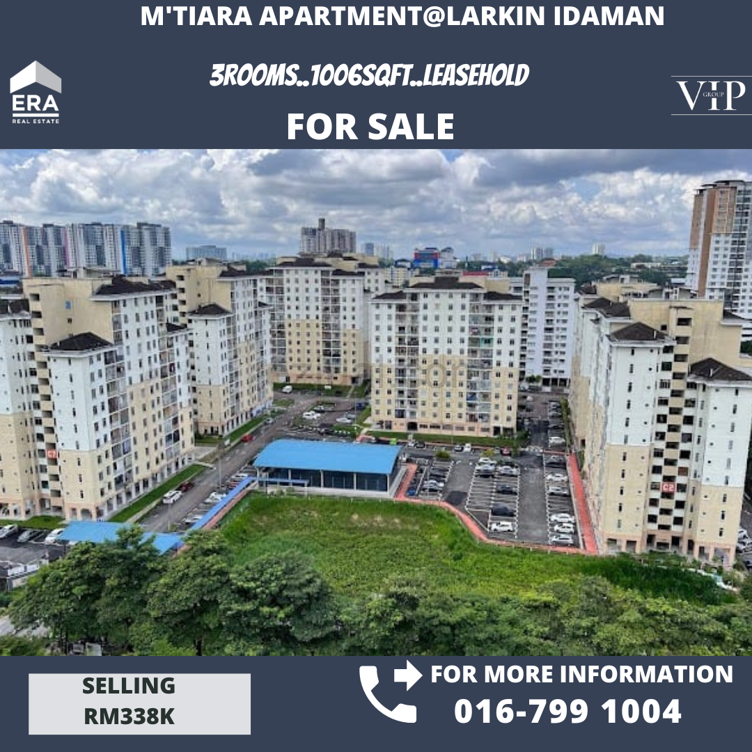 M'Tiara Apartment@Larkin Idaman 3rooms For Sale