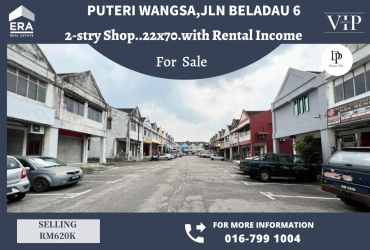 Puteri Wangsa,Jln Beladau 6 2-stry Shop For Sale (Tenanted w Roi 4.8%)