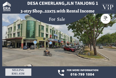 Desa Cemerlang,Jln Tanjong 3stry Shop For Sale (Tenanted & Facing Main Road)