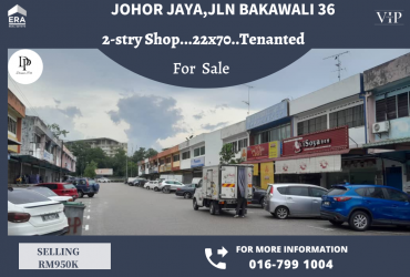 Johor Jaya,Jln Bakawali 36 2-stry Shop For Sale (Tenanted)