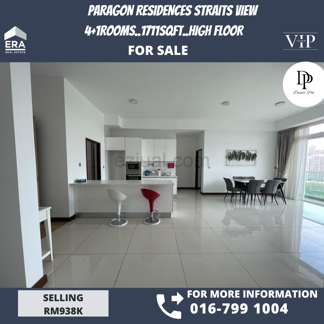 Paragon Residences@Straits View 4+1rooms High Floor For Sale